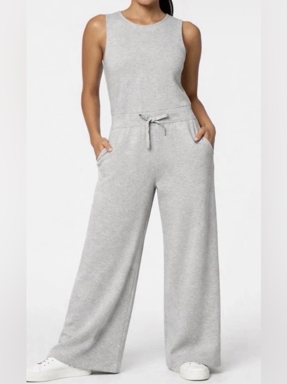 SPANX Air Essentials Heathered Grey Sleeveless Jumpsuit Size XS